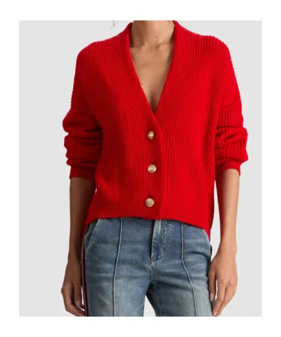 Alice And Olivia Holden Foldback Cardigan In Red