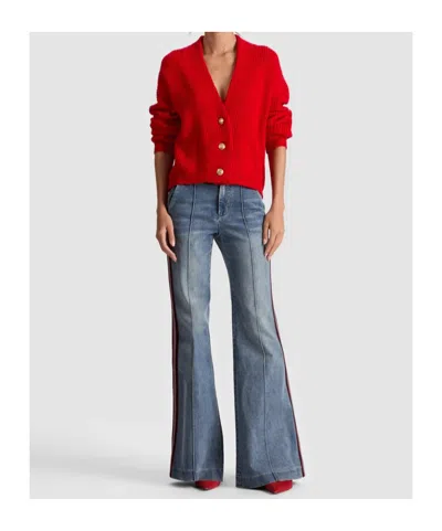 Alice And Olivia Holden Foldback Cardigan In Red