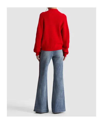 Alice And Olivia Holden Foldback Cardigan In Red