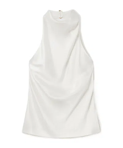 Stella Mccartney Cowl Neck Satin Halter Top In White