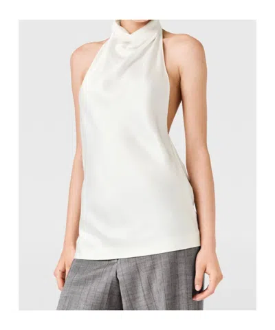 Stella Mccartney Cowl Neck Satin Halter Top In White