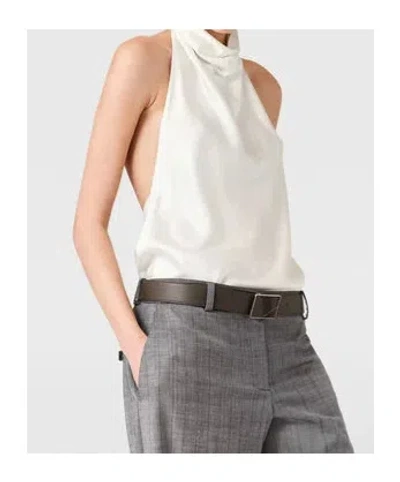 Stella Mccartney Cowl Neck Satin Halter Top In White