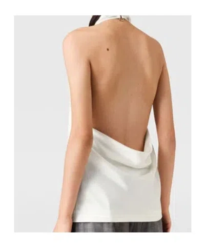 Stella Mccartney Cowl Neck Satin Halter Top In White