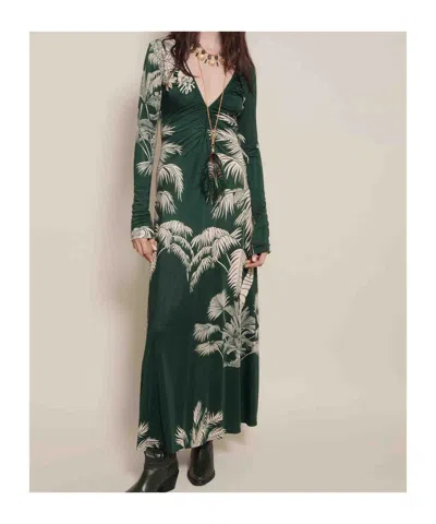 Johanna Ortiz Alma Bordara Gathered Printed Jersey Maxi Dress In Green