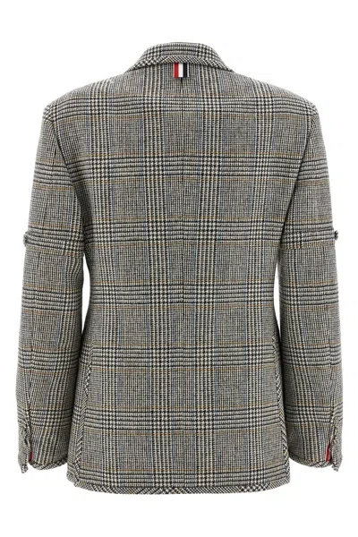 Thom Browne Prince Of Wales Blazer In Gray