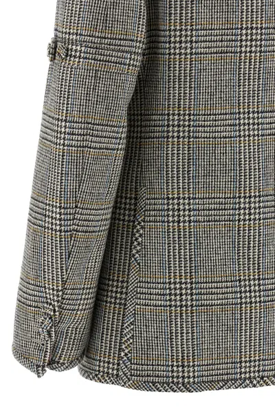 Thom Browne Prince Of Wales Blazer In Gray
