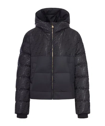 Fendi Women Padded Jacket In Ff Jacquard Technical Fabric In Black