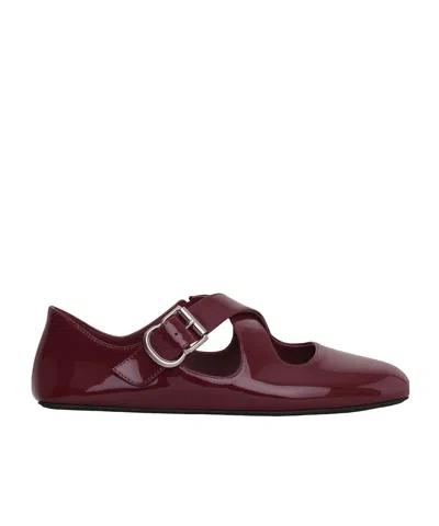 Alaïa Patent Leather Criss-cross Ballet Flats In Burgundy