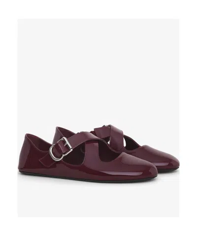 Alaïa Patent Leather Criss-cross Ballet Flats In Burgundy