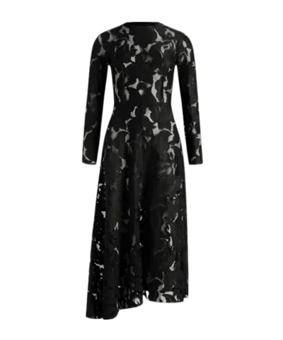 Patou Asymmetric Lace Dress In Black