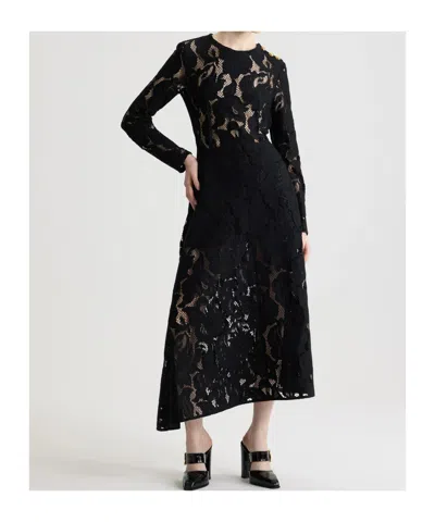 Patou Asymmetric Lace Dress In Black