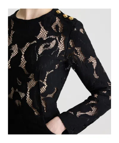 Patou Asymmetric Lace Dress In Black