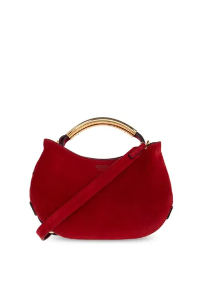 Moschino Handle Me Rounded Shoulder Bag In Burgundy