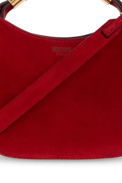 Moschino Handle Me Rounded Shoulder Bag In Burgundy