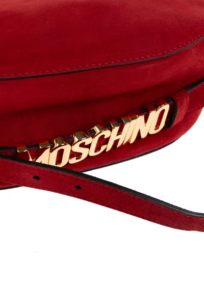Moschino Handle Me Rounded Shoulder Bag In Burgundy