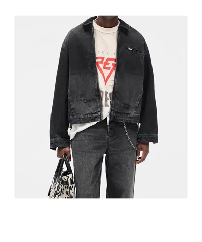 Represent Distressed-effect Denim Jacket In Black