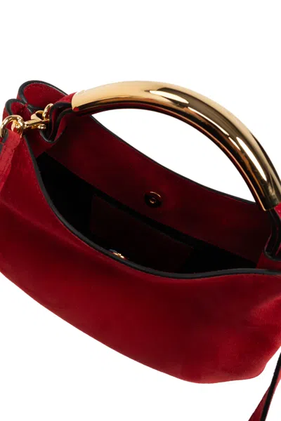 Moschino Handle Me Rounded Shoulder Bag In Burgundy