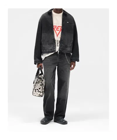 Represent Distressed-effect Denim Jacket In Black