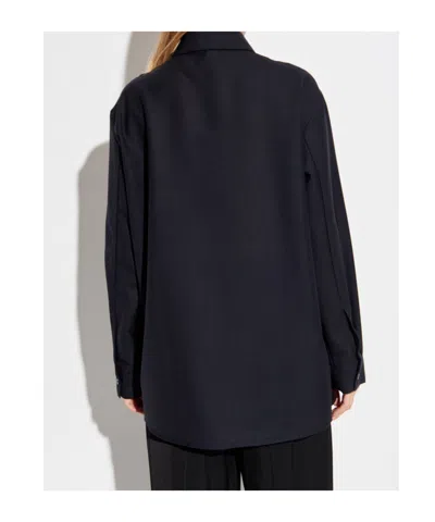 Studio Nicholson Pinole Wool Polo Top In Black