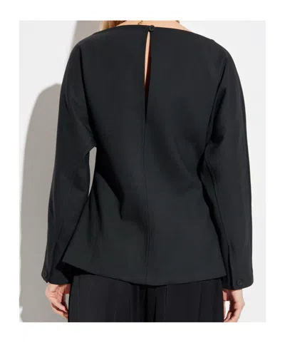 Studio Nicholson Long Sleeve Top Boat Neck Detail In Black