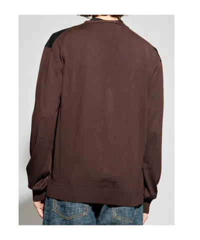 Lanvin Colourblock Chest-pocket Cardigan In Brown
