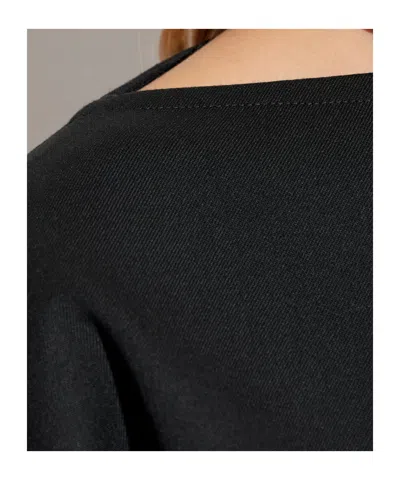 Studio Nicholson Long Sleeve Top Boat Neck Detail In Black