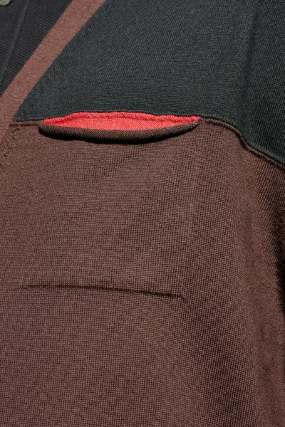 Lanvin Colourblock Chest-pocket Cardigan In Brown