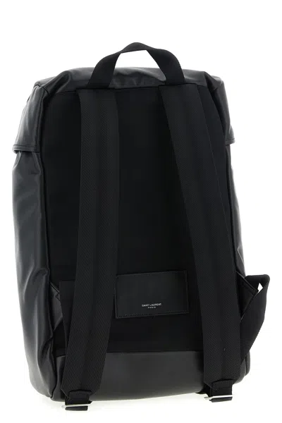Saint Laurent Versatile Leather Backpack Featuring Zip Pocket In Black