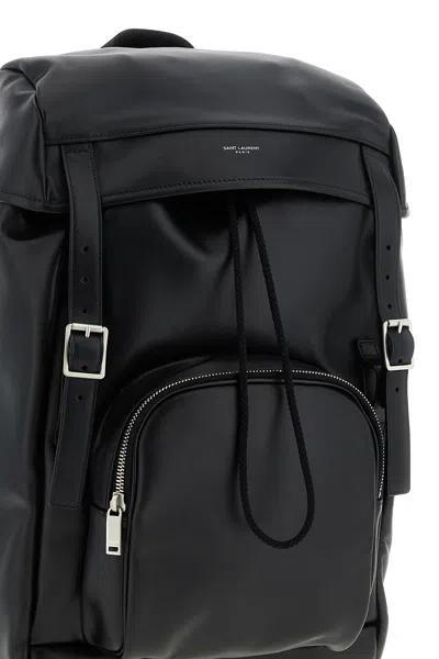 Saint Laurent Versatile Leather Backpack Featuring Zip Pocket In Black