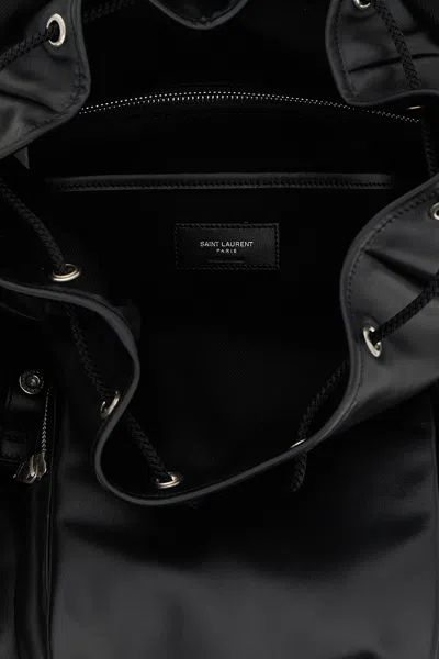 Saint Laurent Versatile Leather Backpack Featuring Zip Pocket In Black