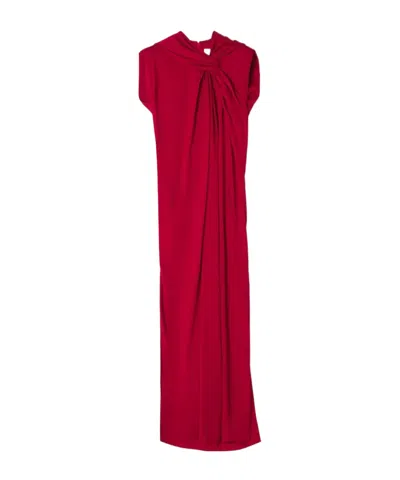 Lanvin Long Draped Dress In Red