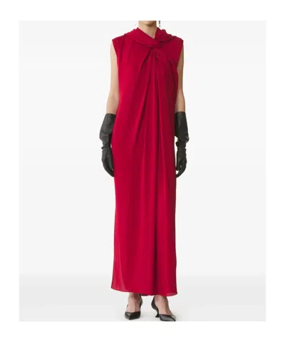 Lanvin Long Draped Dress In Red