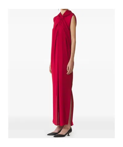 Lanvin Long Draped Dress In Red