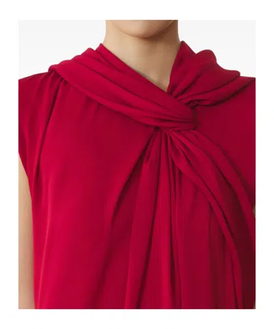 Lanvin Long Draped Dress In Red