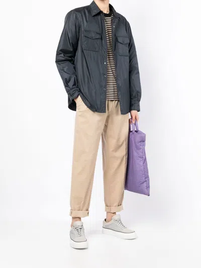 Aspesi Shirt Style Wind-breaker Jacket In Blue