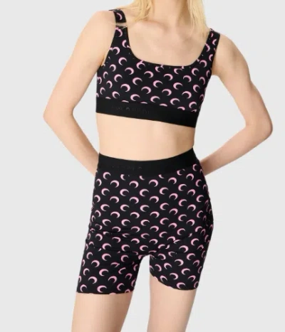 Marine Serre Recycled Moon Jersey Mini Shorts In Black