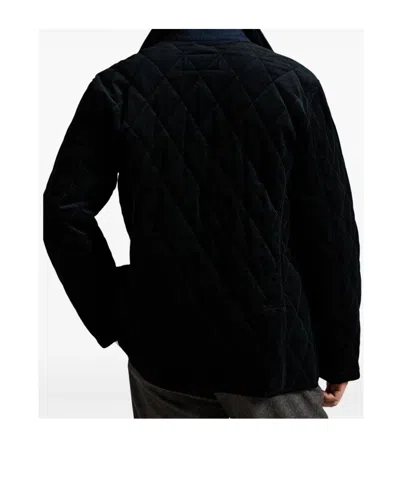 Polo Ralph Lauren Blue Jacket With Classic Collar And Pony Embroidery On The Front In Quilted Corduroy Man In Black