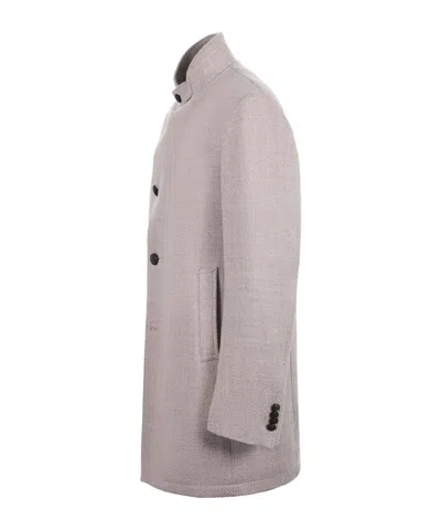 Tagliatore Stand Collar Coat In Neutral