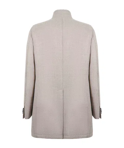 Tagliatore Stand Collar Coat In Neutral