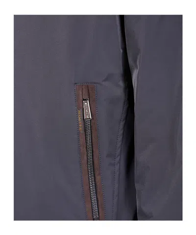 Moorer High Collar Long Sleeve Jacket In Blue