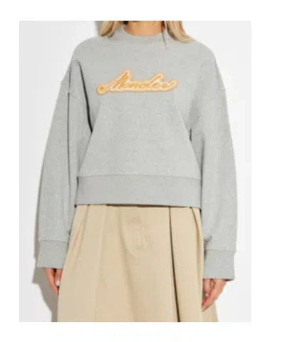 Moncler Logo Patch Crewneck Sweatshirt In Gray