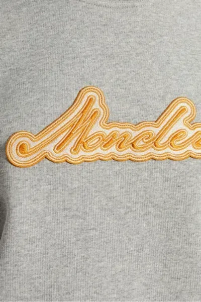 Moncler Logo Patch Crewneck Sweatshirt In Gray