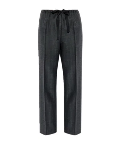Forte Forte Herringbone Pattern Trousers In Gray