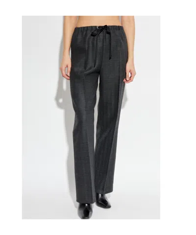 Forte Forte Herringbone Pattern Trousers In Gray