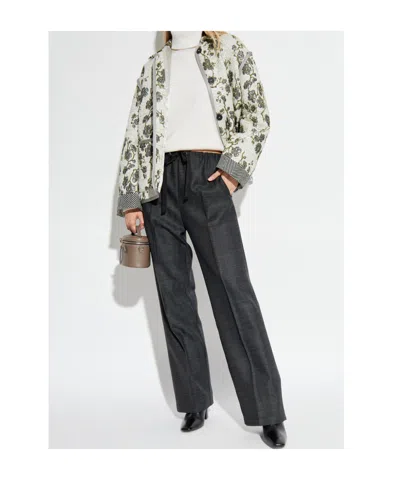 Forte Forte Herringbone Pattern Trousers In Gray