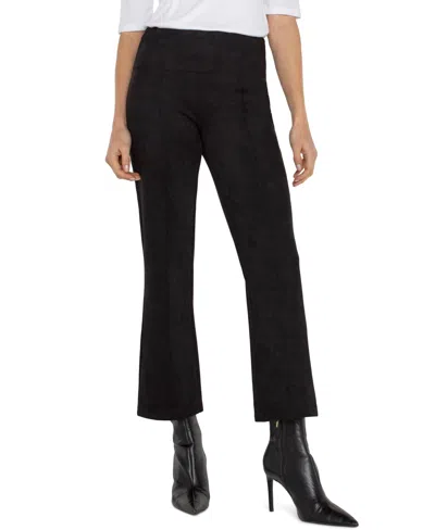 Liverpool Los Angeles Liverpool Stella Crackle Coated Kick Flare Ponte Crop Pants In Black