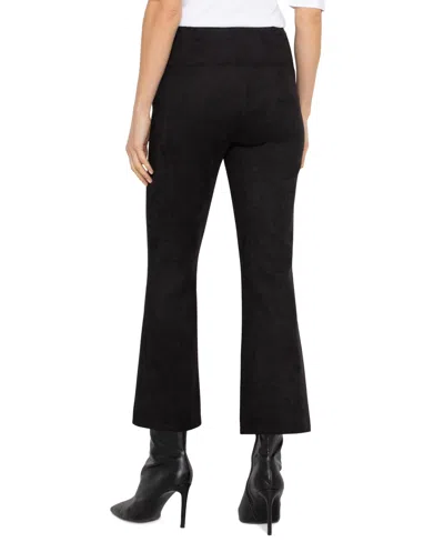 Liverpool Los Angeles Liverpool Stella Crackle Coated Kick Flare Ponte Crop Pants In Black