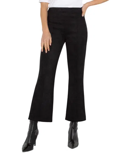 Liverpool Los Angeles Liverpool Stella Crackle Coated Kick Flare Ponte Crop Pants In Black