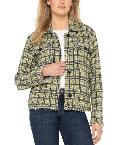 Liverpool Los Angeles Plaid Boucle Shirt Jacket In Green