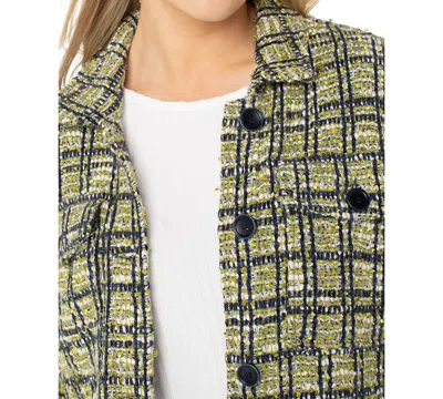 Liverpool Los Angeles Plaid Boucle Shirt Jacket In Green